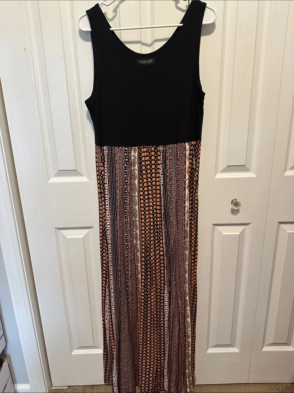 Rachel Zoe Sleeveless Tank Style Bohemian Maxi Dress With Pockets